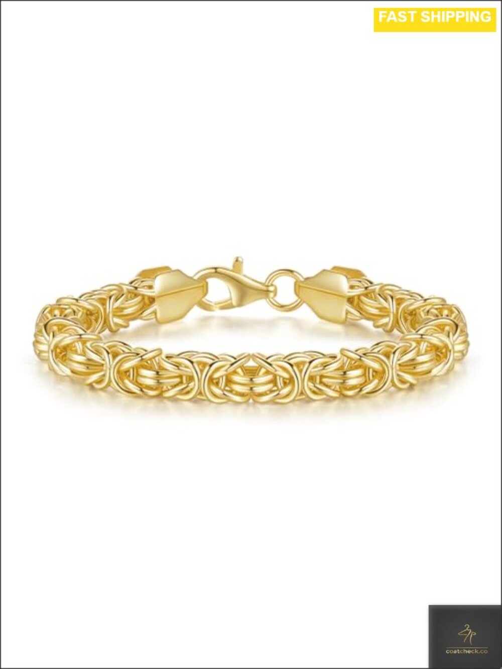14K Gold Plated Byzantine Link Chain Bracelet Unisex